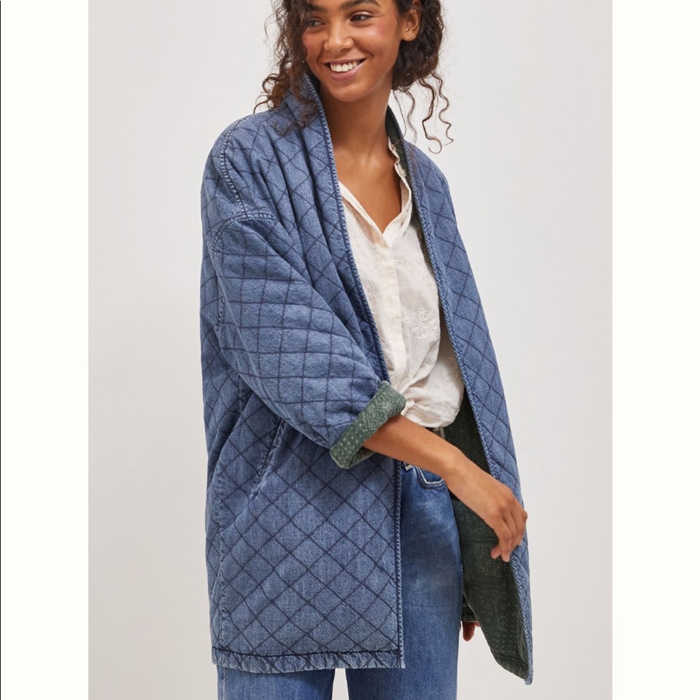 Anthropologie / Bobbie reversible quilted denim jacket / medium